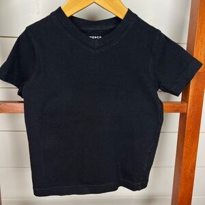 French Toast Black V-neck Short Sleeve Kids Tee